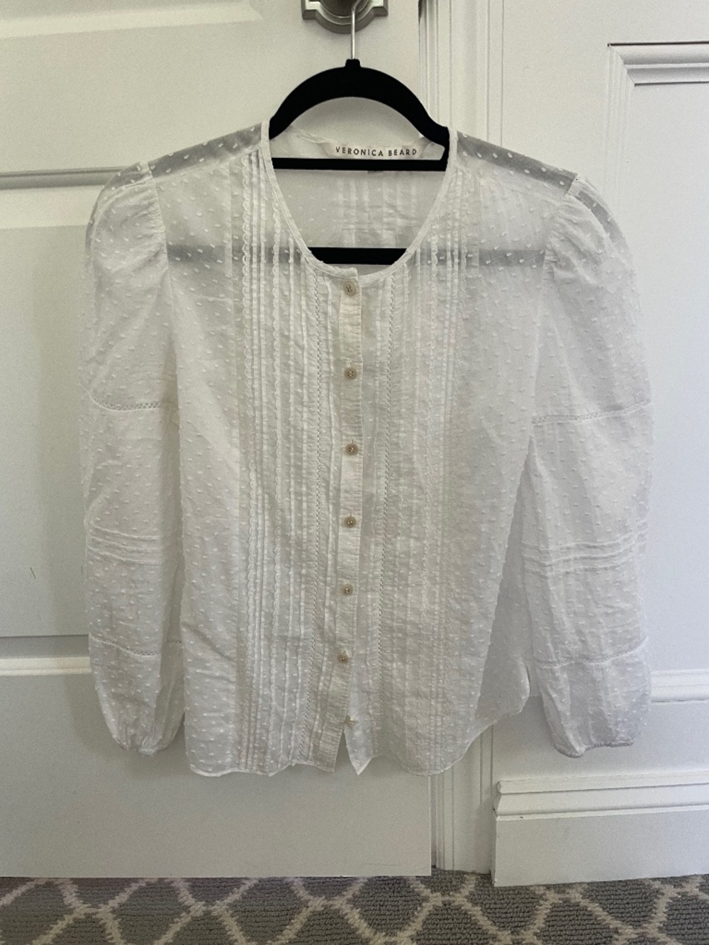VERONICA BEARD COTTON TEXTURED BUTTON DOWN BLOUSE SIZE 0!